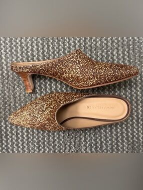 New Huma Blanco Dorothy Dotted Calf Hair Mules, size 38
